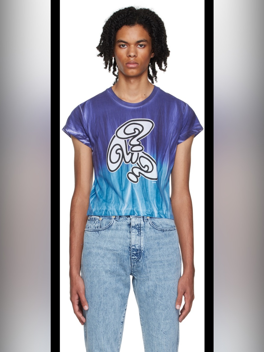 Eytys Zion Graphic T-Shirt Purple Blue Ombre Tie Dye Print Cotton XS/S